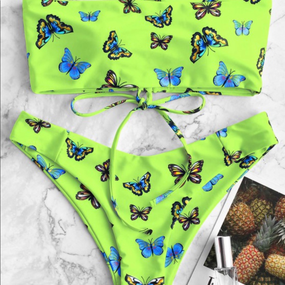 Butterfly Bandeau Bikini 🦋💛💚💙